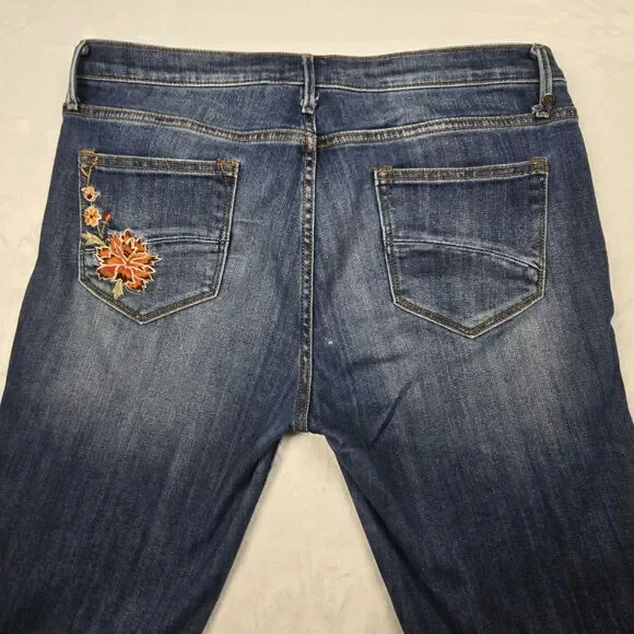 Driftwood Colette Jeans Floral Embroidered 31 (34x30) Raw Hem Denim READ - Picture 10 of 12